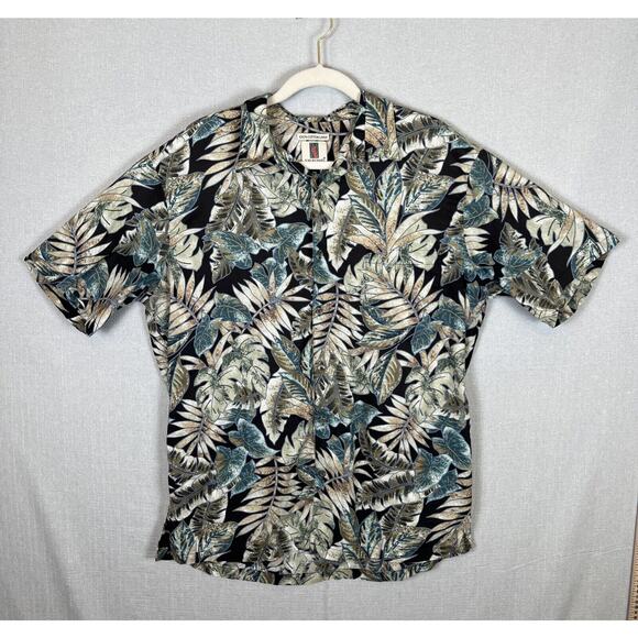 Tori Richard Shirt Mens Size XL Button Up Aloha Lawn Leaf All Over Print Floral - Picture 1 of 7